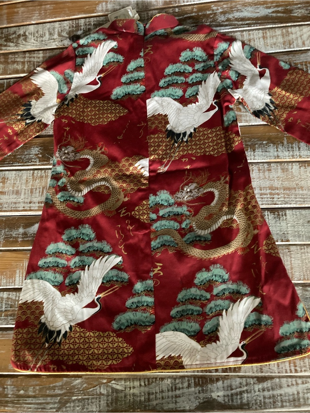 dark red Oriental Crane & Dragon Dress